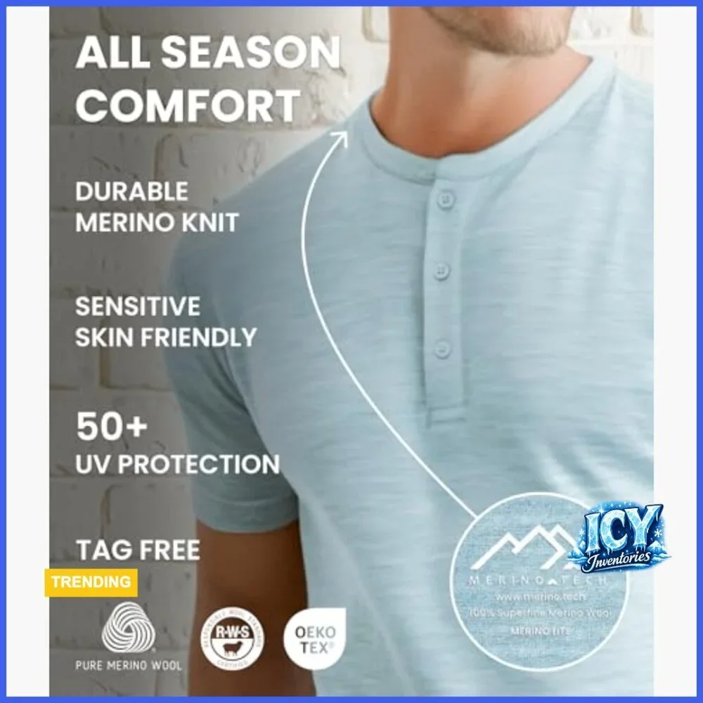 Merino Wool Thermal T-Shirt Men's Short Sleeve Base Layer